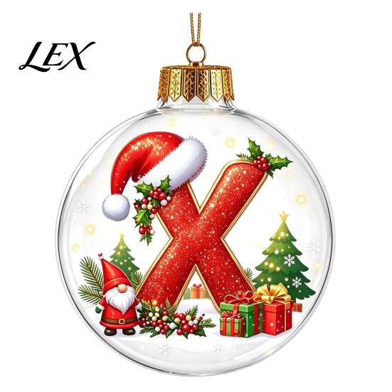 Indoor Outdoor Xmas Hanging Ornaments 26?Letter Acrylic Christmas Ball Ornament, 3D Crystal Style Alphabet Tree Decorations Pendant, Home