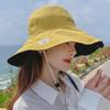 Women's Double-sided Sun Hat - Large Brim, Daisy Pattern, Spring & Autumn, Korean Style, Sun Protection, Face Covering.