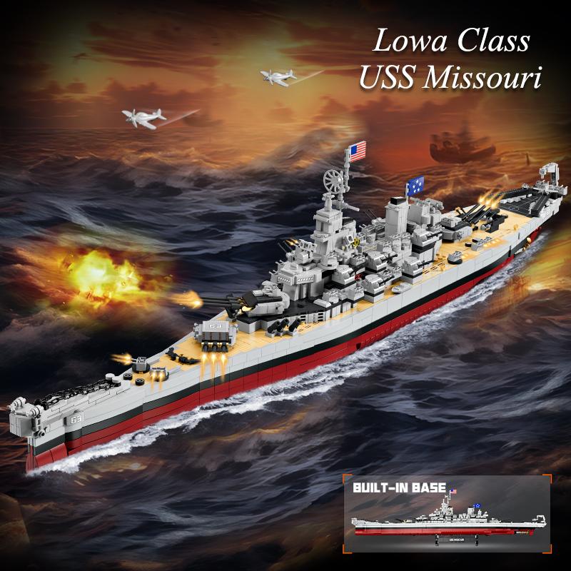 Non-Toxic 2228+Pcs Ww2 Military Model Blocks Warships Lowa Class Uss Missouri Battleship Building Blocks Moc Classic Toy For Kids Children Gift