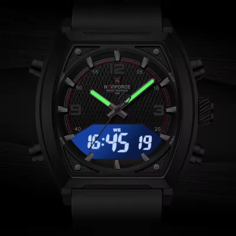 NAVIFORCE NF9242 9242 Мужские Кварцевые Часы Спортивные Водонепроницаемые Силиконовый Ремешок Повседневные Цифровые Часы Модные Роскошные Наручные Часы для Мужчин