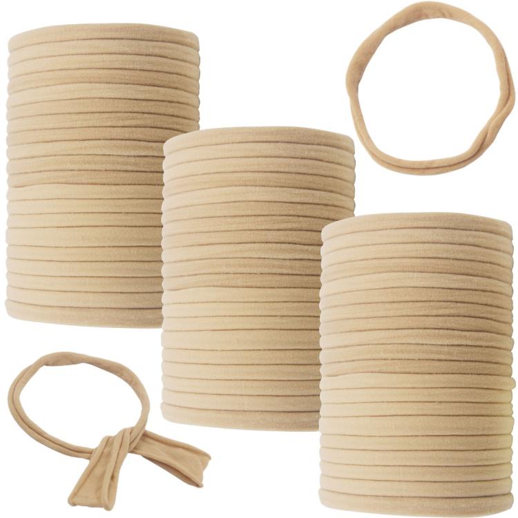 Soft Thin Seamless Tan Bowknot Children's Baby Headbands Stretchy Elastic 1cm for DIY Hair Accessories