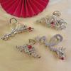 New Year Headwear Animal Hair Clip Red Rhinestone Shark Clip Zodiac Dragon Hair Claw  Daily