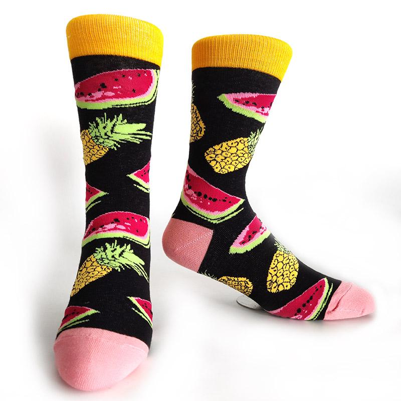 Новинка, веселые мужские носки с рисунком из хлопка, покер, корги, лягушка, сумасшедший бургер, пиранья, волк, авокадо, орел