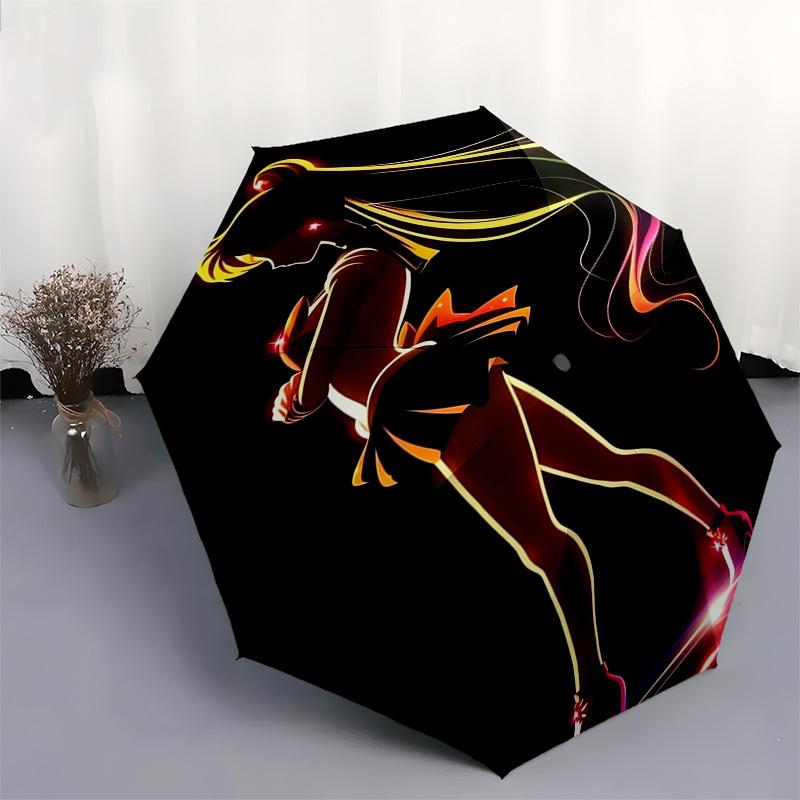 Neon, Anime Themed Automatic Opening and Closing Umbrella, Compact Travel Umbrella, Lightweight and Portable, Suitable for Beach Commuting B
