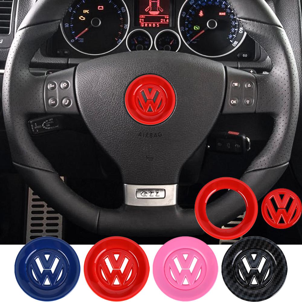 DIG1 Black/Red Car ABS Plastic Steering Wheel Logo Circle Trim Sticker For VW Golf Polo Jetta Mk6 Tiguan Passat GTI Auto Accessories