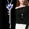 Flower Crystal Long Necklaces & Pendants Vintage Chain Leaf Necklace Fashion Jewelry For Women 2019