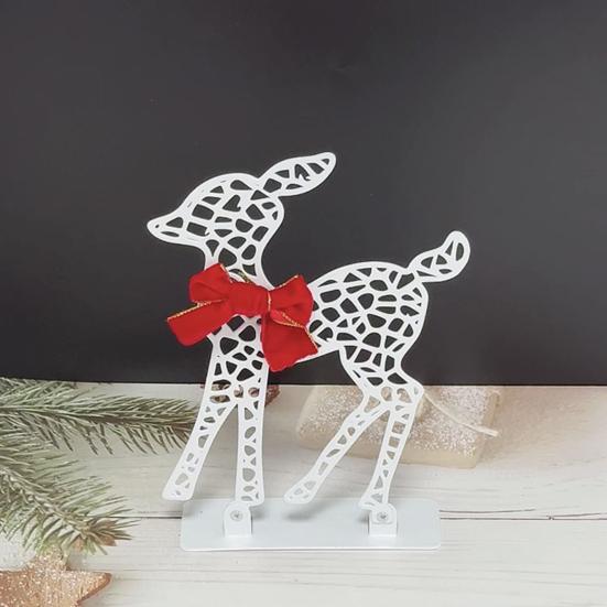 Рождественское светящееся украшение в виде оленя, светодиодная подсветка, 2D железная семья оленей для двора, патио, лужайки, сада, домашнего декора для рабочего стола