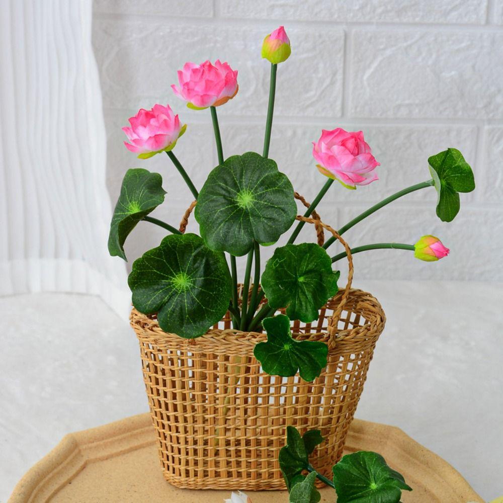 Lifelike Artificial Lotus Flower Plastic Simulation Lotus Fake Flowers Mini Silk Lotus Fish Tank