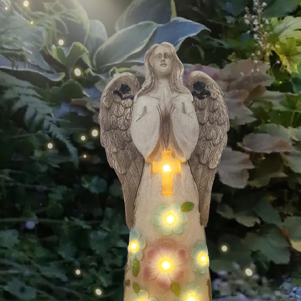 Солнечный ангел, садовый декор, смоляные садовые наружные статуи, водонепроницаемая садовая скульптура для сада, патио, газона, двора, подарка на новоселье