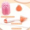 Long handle Baby Bottle Brush Set All-Round Silicone Feeding Bottle Cleaners  Straws
