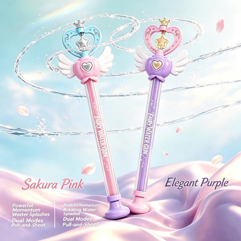 Fairy Princess Water Gun Magic Stick With Rotating Spray Pull Launch Design For Girls Summer Pool Beach Water Play Activities