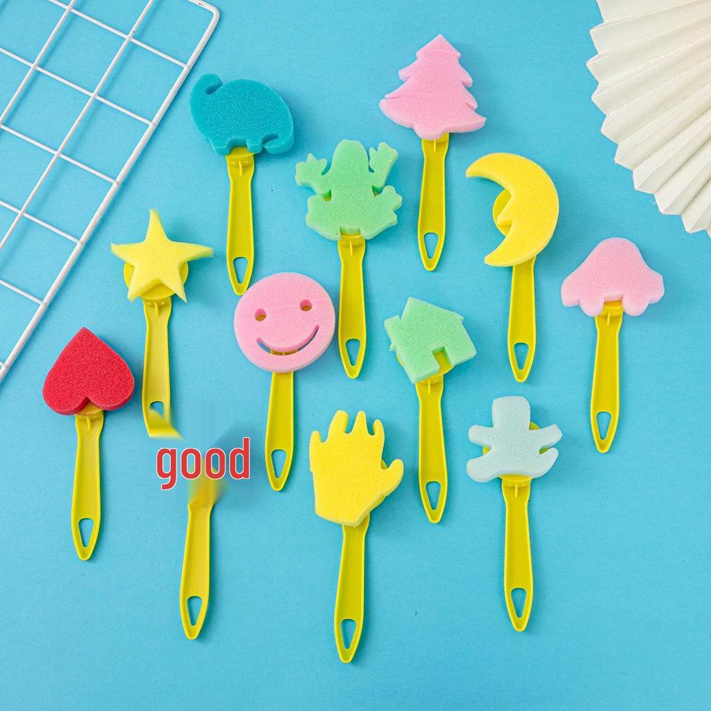 Children's DIY Sponge Painting Brush & Stamp Set for Graffiti Art