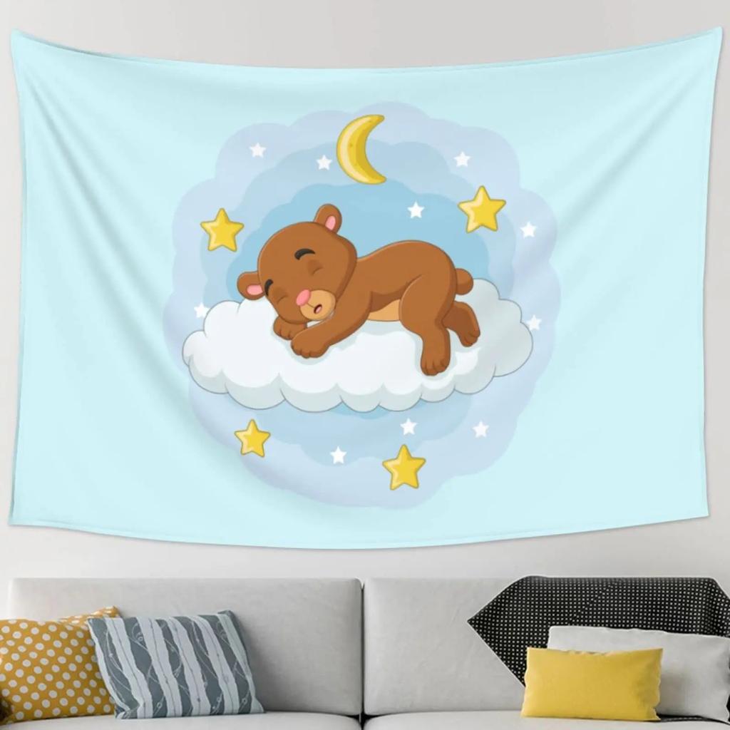Cartoon Bear Background Cloth Office Living Room Tapestry Home Wall Decoration Tapestry