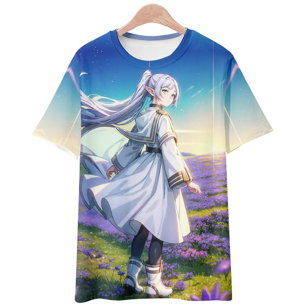 Anime T-Shirts Sousou No Frieren Tshirt 3D Print Streetwear Men Women Fashion Oversized Short Sleeve T Shirt Girls Tees Clothing
