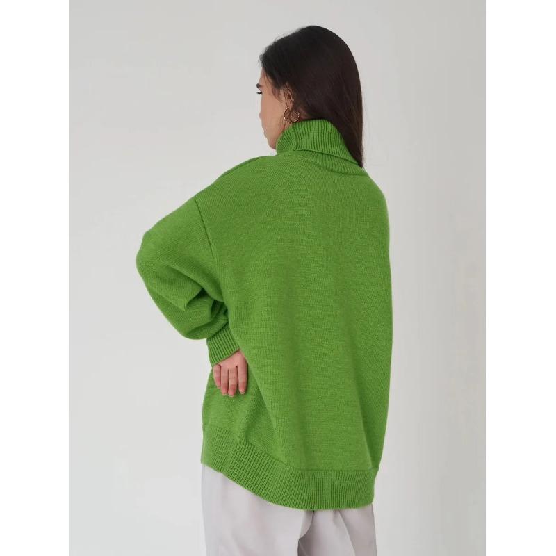 Водолазка Джемпер Твердый утолщенный пуловер Осень Зима Свободные свитера Женская одежда Уличная одежда Винтаж Элегантные трикотажные топы