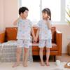 Kids' Summer Cotton Pajama Set: Mesh Short Sleeve & Shorts for Boys and Girls