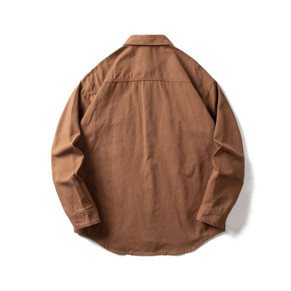 Японский стиль рабочая одежда хлопковые мужские рубашки весна/осень повседневная рубашка с длинным рукавом уличная одежда двойной карман свободный топ на пуговицах