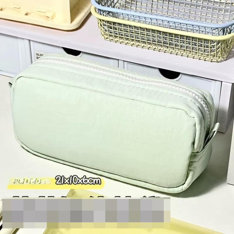 Simplicity Solid Color Pen Bag Zipper Design Portable Pencil Case Large Capacity Stationery Bag Gift Back To School