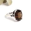 Simple Design Smoky Quartz Ring 925 Sterling Silver Yellow Natural Gems Women's Fine Jewelry for Daily Wear