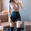Sexy Black PU High Wtreet Summer Women Shorts Faux Leather Goth High Waisted Slim Za Woman Y2K Skinny Short Pants