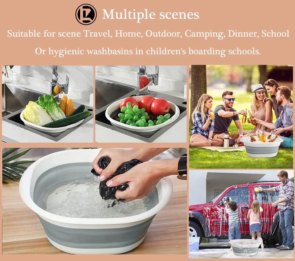 Складной квадратный таз для мытья рук Портативный таз Многофункциональный уличный дорожный таз Компактный для мытья посуды фруктов кемпинга стирки