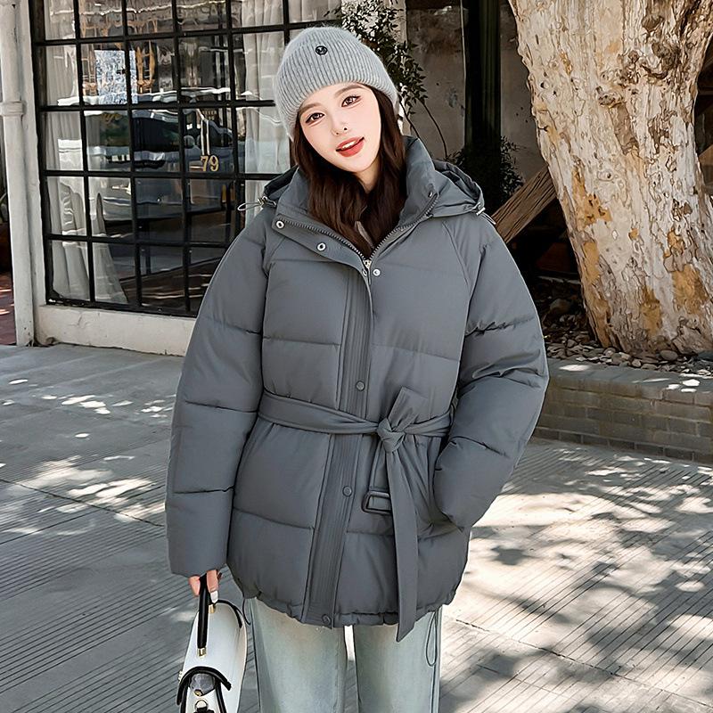 Short hooded cotton-padded clothes, women's belts, waist and thin, winter thickened cotton-padded jackets, tail order multi-color spot supply