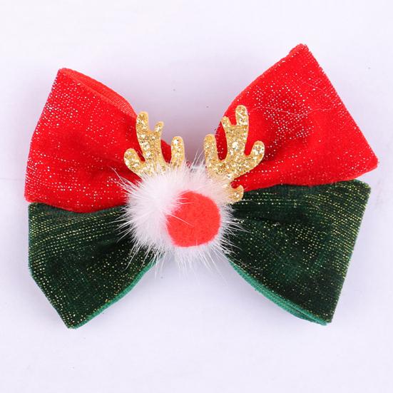 Рождественские заколки для волос, заколка-бант из рогов оленя с меховым шариком, рождественский бант, головной убор для женщин и девочек, праздничный аксессуар для волос