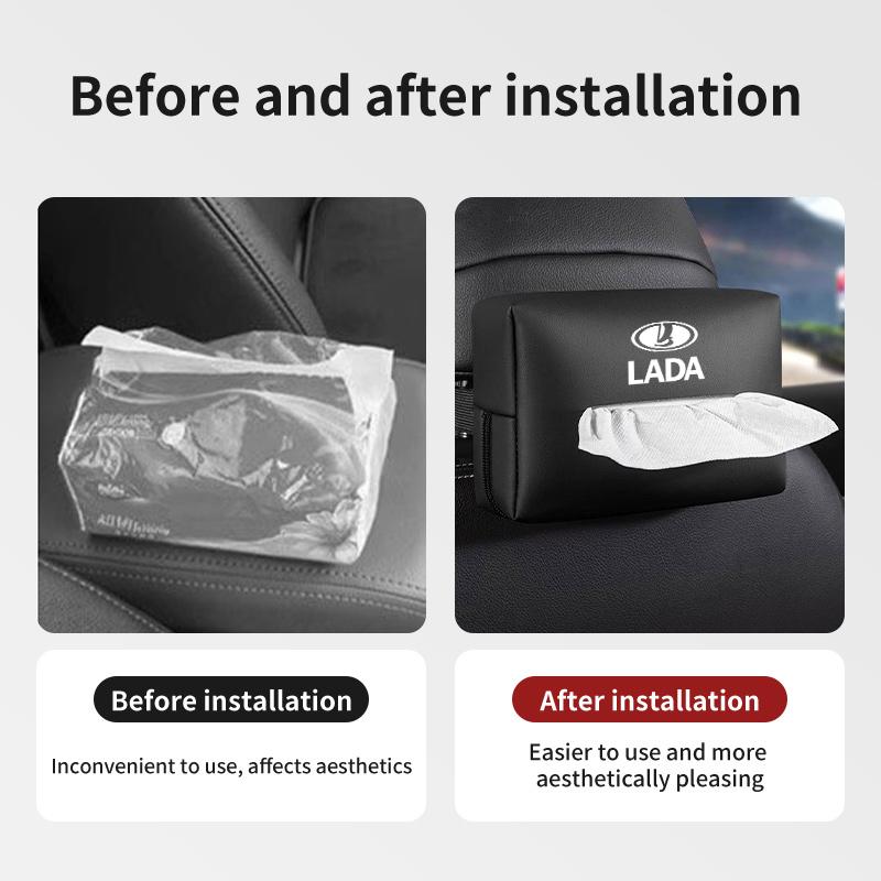 For Lada Car Logo Tissue Organizer Bag Leather Paper Towel Storage Box Accessories Vesta Granta Largus Vaz Samara Vesta Niva 4X4 XDQA3