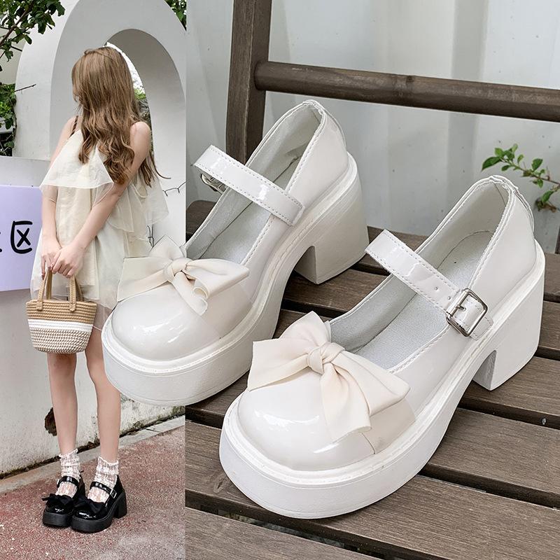 Туфли Мэри Джейн женские туфли с толстой подошвой и большим носком летние весенние туфли с бантом мягкие туфли Sister Single модные и удобные