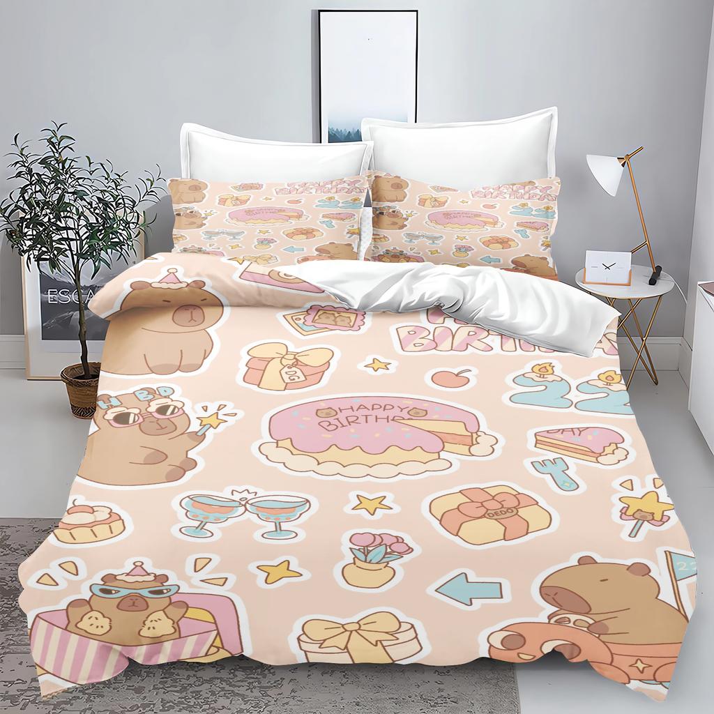 Новый комплект постельного белья с 3D-принтом в виде животных Kawaii Capybara для мальчиков и девочек Twin Queen Size, пододеяльник, наволочка, детская кровать, домашний текстиль для взрослых