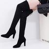 Winter Over The Knee Women Boots Stretch Fabrics High Heel Slip On Shoes Pointed Woman Long Boots Size Plus Size34-43