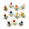 2PCs 304 Stainless Steel & Ceramic Tulip Flower Charms Flora Collection 18K Gold Plated Pendants For DIY Necklace Jewelry Making