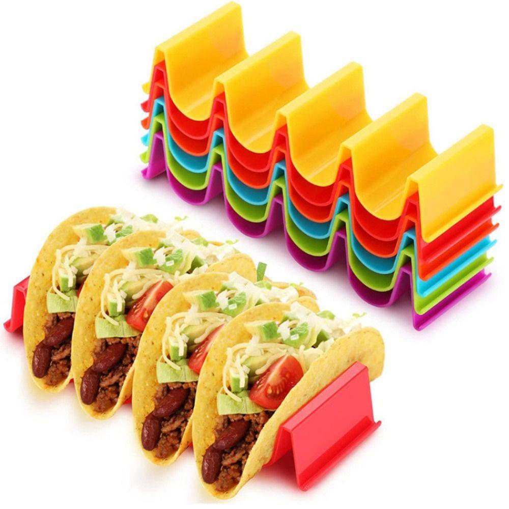 6Pcs 4-Slot Taco Organizer 6-Color Pancake Shelf Convenient Mexican Food Display Holders Restaurant