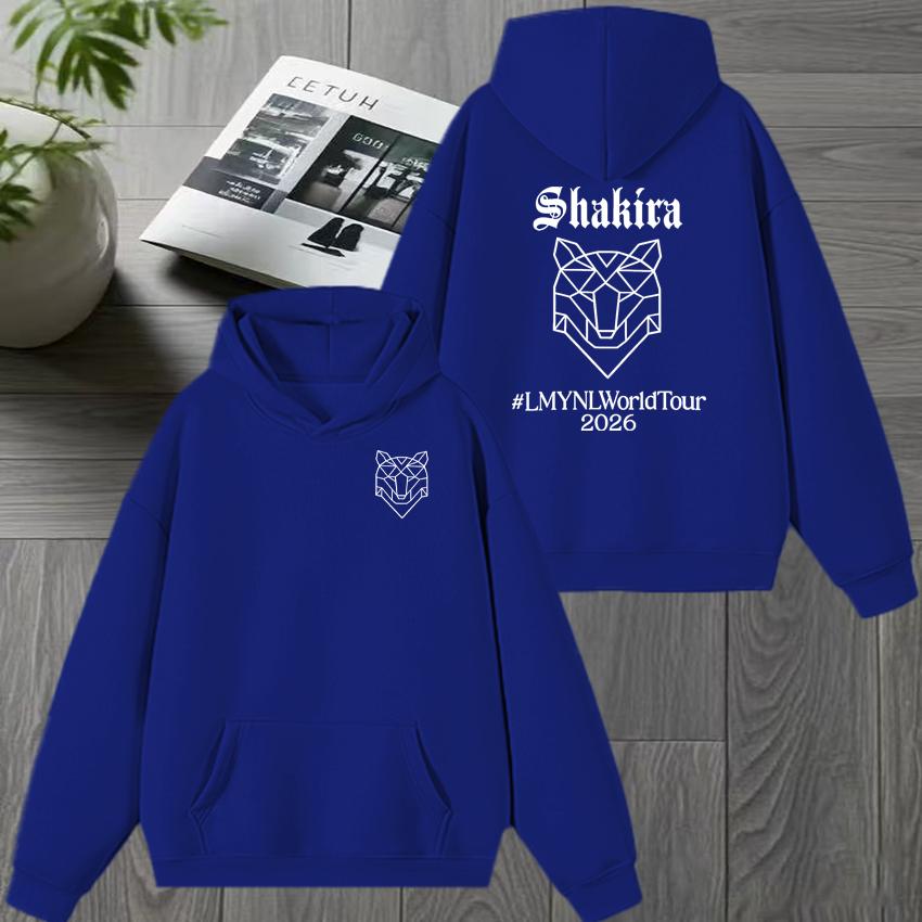 Vintage Singer Shakira World Tour 2026 Double Sided Print Long Sleeve Sweatshirt Men Women Oversized Pullover Fleece Loose Hoodie Unisex Tops