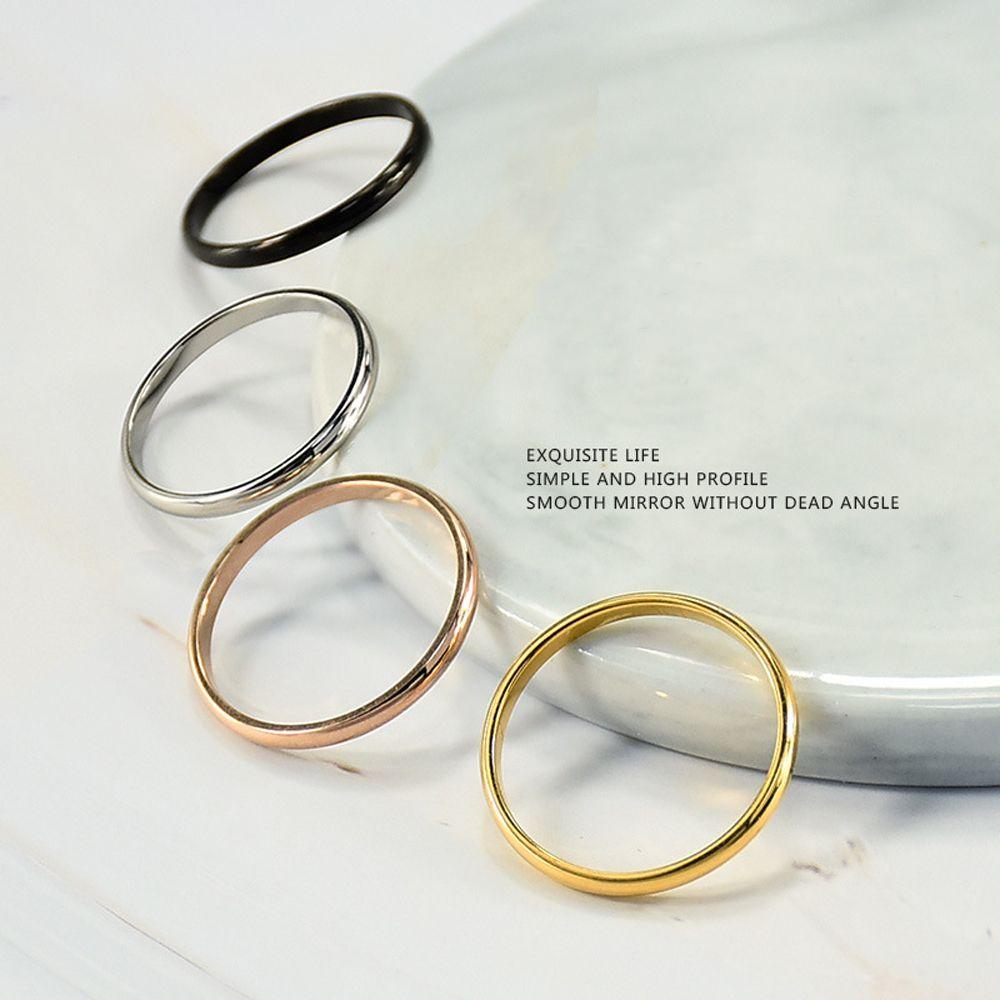 Women Girl Size 3-10 Party Jewelry 2MM Thin Ring Stainless Steel Plain Band Finger Knuckle