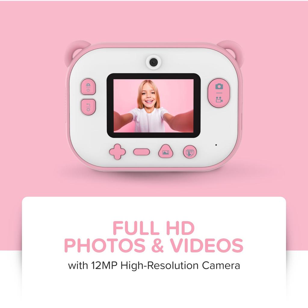 MyFirst Camera Insta 2 [Бесконтактная, Моментальная печать] 12 МП Двойной объектив, Съемка по таймеру, Печать за 10 секунд, Сверхлегкая (розовый)