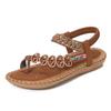 Yasi Run's New Bohemian Sandals for Women's Summer Rhinestones, Evening Breeze Flat Bottom Round Head Pinch Feet, Cold Toes