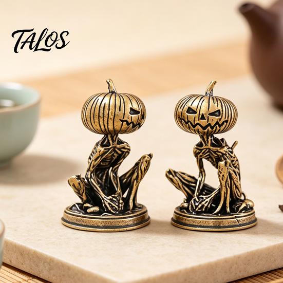 Латунные ornaments Тыквенные Монстры, Сплошная Фигурка, Потертая Статуэтка, Винтажные Мини-Фигурки Скелета, Скульптура для Хэллоуина, Дома, Офиса, Стола, Праздника