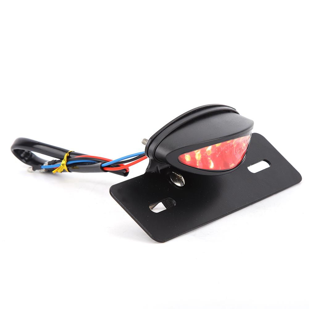 Motorcycle Taillight Retro LED Brake License Plate Light Indicator Lights(black)