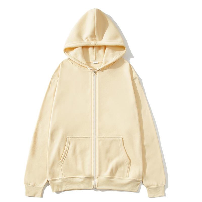 Autumn Winter Men's Women's Same Zipper Sweatshirt Cardigan Hooded Sweatshirt Solid Color Blank Sportswear Top