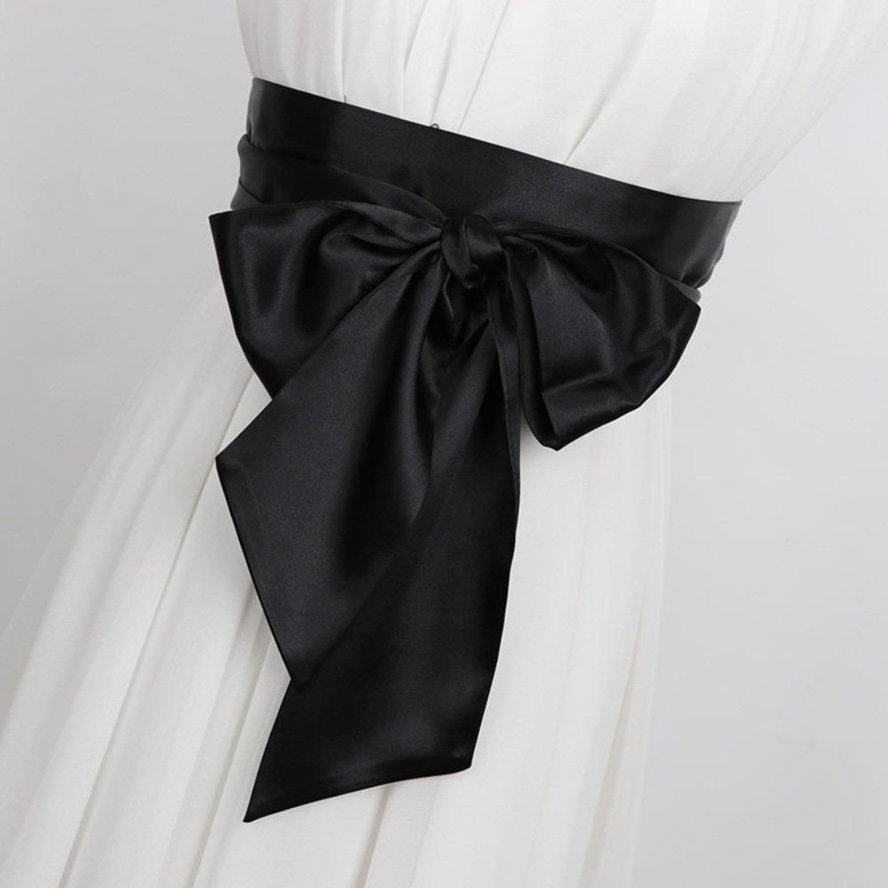 Ethnic Style Satin Ribbon Belt Adjustable Wide Waistband Lace Up Waistband Dress