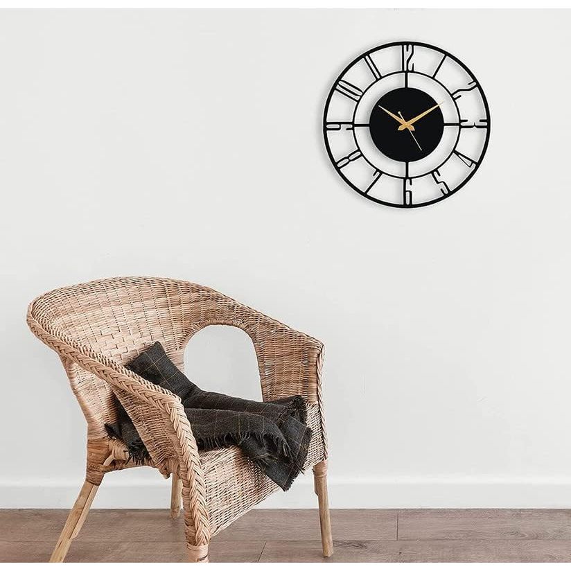 Стильные металлические аналоговые настенные часы для гостиной, спальни, кухни, дома и прихожей | Антикварные причудливые большого размера современные настенные часы для домашнего декора (60см)