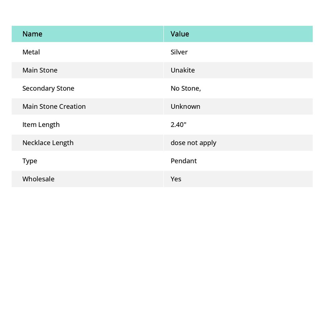 Подвеска из драгоценного камня унакит, ручная работа, подарок на помолвку, уникальное ювелирное изделие 2,4 дюйма f4W62