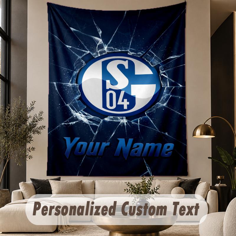 Custom Text Tapestry Schalke 04 FC Print Wall Tapestry Indoor Living Room Wall Decor