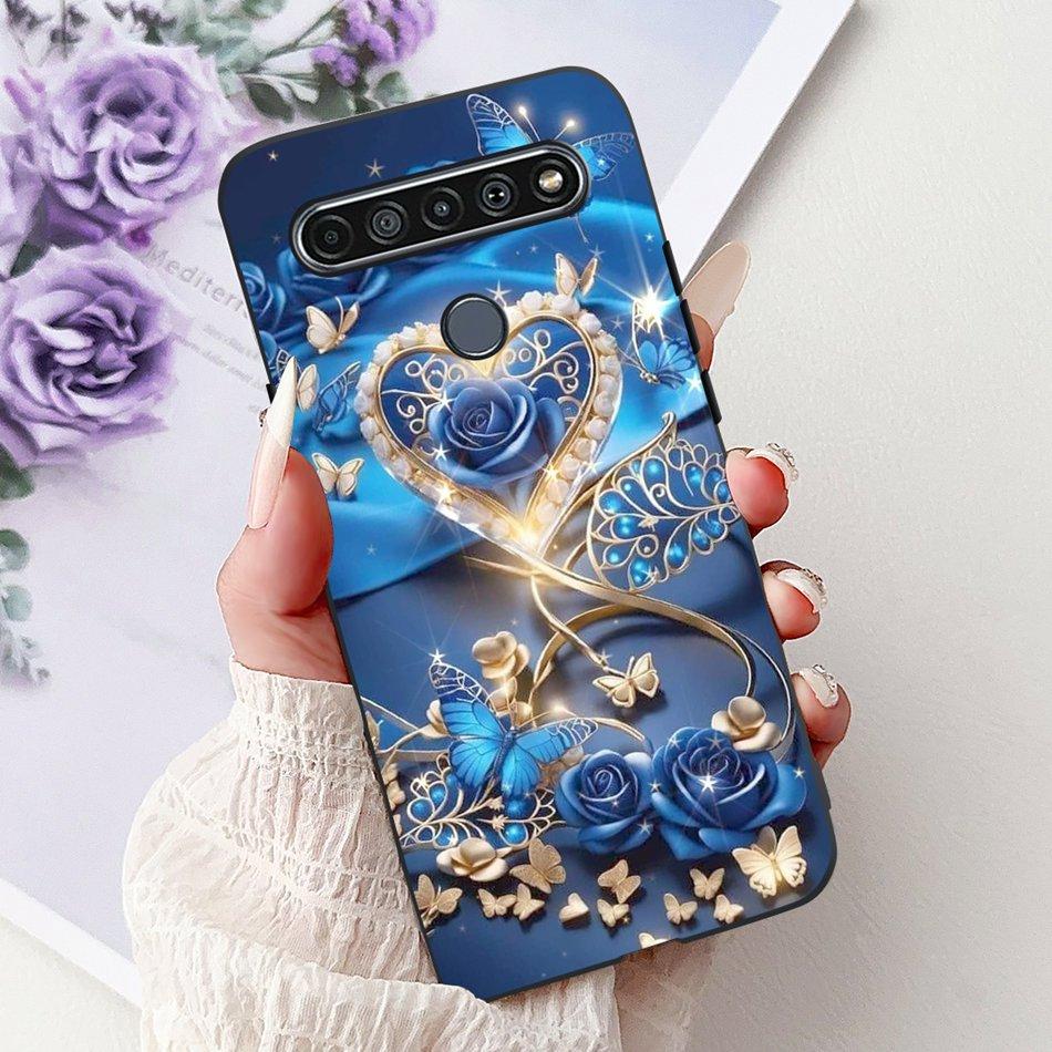 Для LG K41S K51S 2020 Элегантный Чехол для Телефона с Цветочным Котом, Для LG K41S K51S LM-K410 LM-K510 Черный Силиконовый Мягкий Чехол
