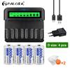 PALO LCD Battery Charger for 1.2v Ni-Mh Ni-Cd AA AAA C D Size Rechargeable Battery+8000mah 1.2V D Size Rechargeable Battery