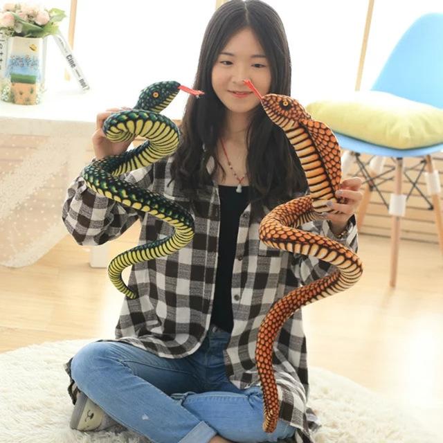 1pc 130cm Simulation Funny Snake Evil Plush Toy and Python Snake Soft Stuffed Lifelike Child Kid Friend Trick Gift