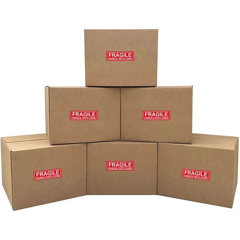 500/1000PCS English Fragile Stickers The Goods Please Handle With Care Warning Express Labels DIY Supplies Red Warning Sticker