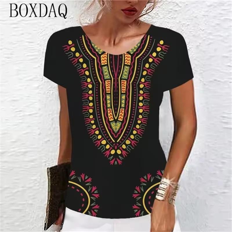 Vintage Classic Women T-Shirts Short Sleeve O-Neck Floral Graphic Female T Shirt Summer 3d Print Flower Casual Tops Big Size 6XL