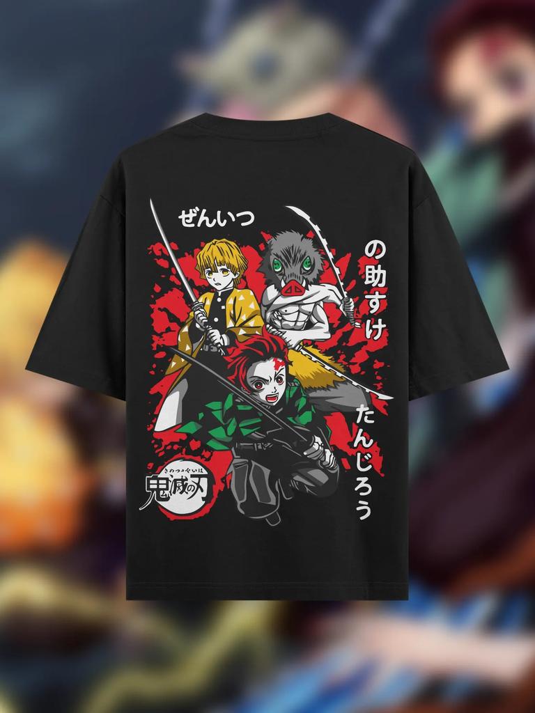 Summer Men's Anime Print T-Shirt Demon Slayer Carton Oversized Top Male Female Unisex Short Sleeve High Quality Heavy Cotton Tee